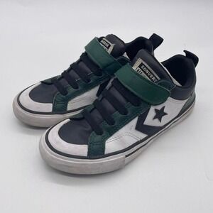 Youth size 13 Black and green Converse trainers slip on no tie